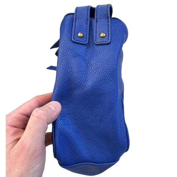 Kelsi Dagger Royal Blue Pebble Leather, Gold Studded Shoulder Crossbody Bag - Picture 14 of 14